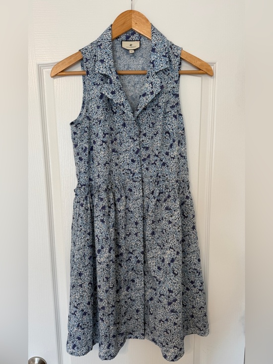 Tuckernuck Dresses & Skirts - Tuckernuck Hydrangea Royal Shirt Dress Blue Floral Sleeveless Mini Dress Size XS